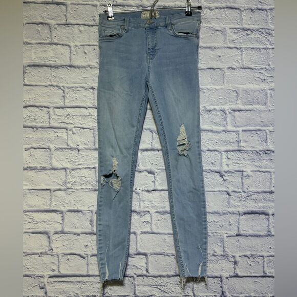 Free People Distressed Raw Hem Jeans Size 25 light wash - Picture 2 of 11